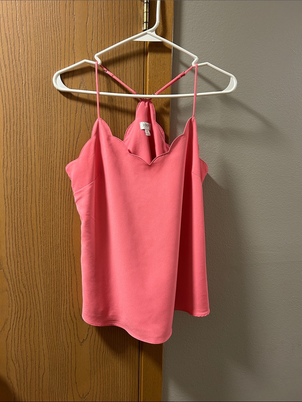 J. Crew Pink Scalloped Neck Spaghetti-Strap Camisole